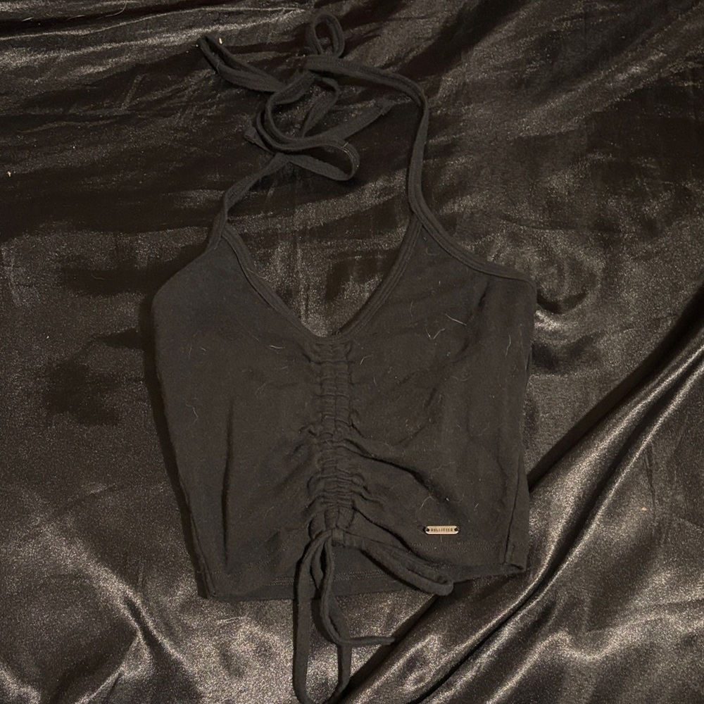 Hollister Black Ruched Crop Top